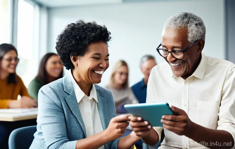 평생교육사 자격증 시험 준비 체크리스트 - **Prompt:** A group of diverse individuals, ranging from active seniors to young adults, enthusiasti...