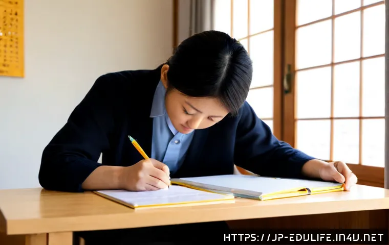 평생교육사 실기 과제 작성법 - Photorealistic Japanese adult learner carefully organizing a lifelong education practicum assignment...